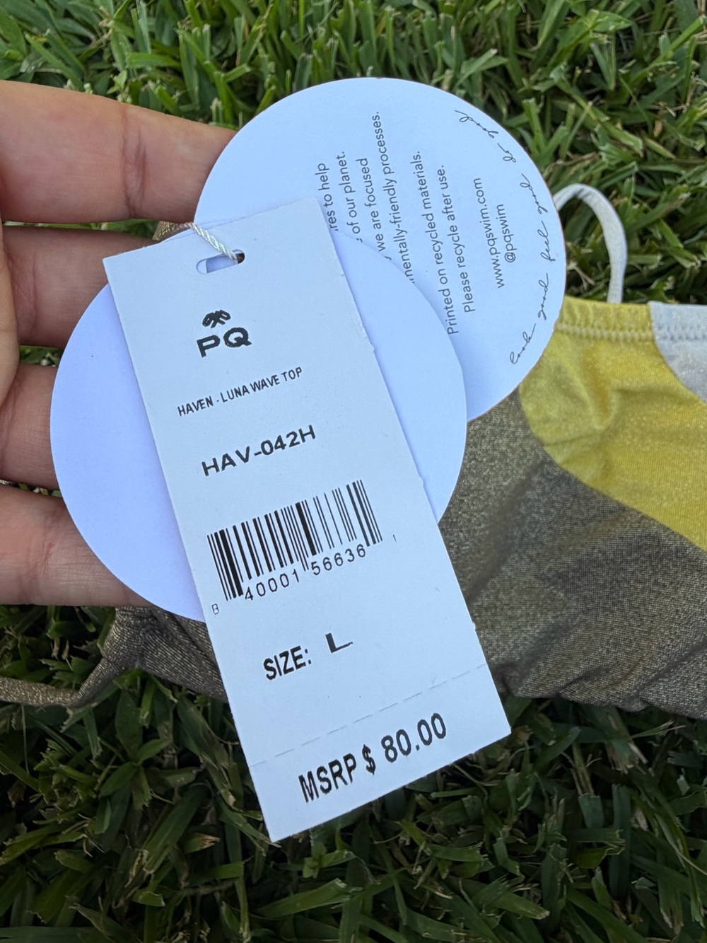 PQ Swim Haven Luna Wave Bandeau Bikini Top Metallic NWT Size Large MSRP $80 - Picture 4 of 7